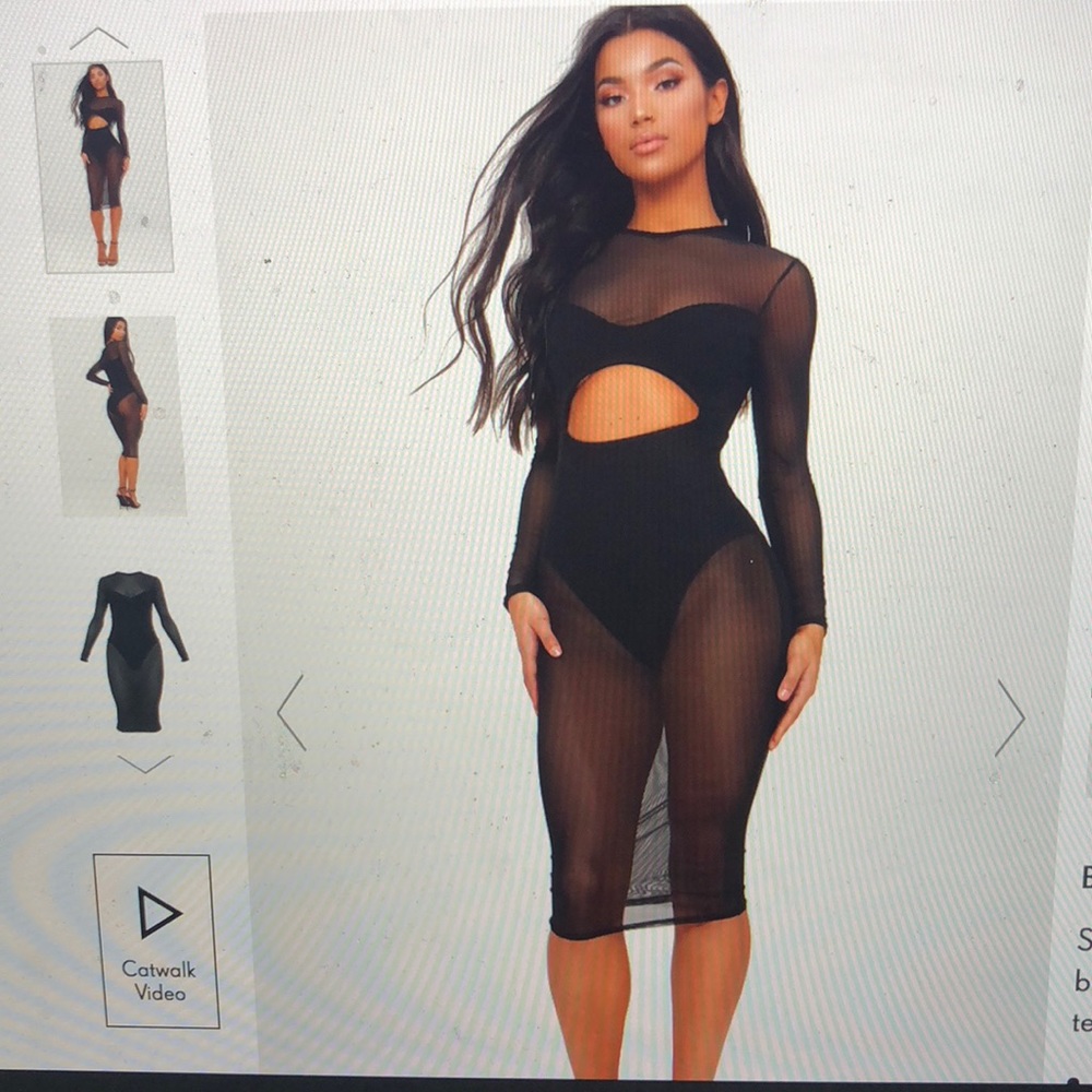Black mesh midi dress